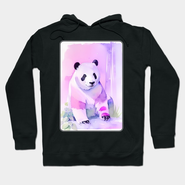 Panda Watercolor Portrait 2 Hoodie by Hilltop Pixel